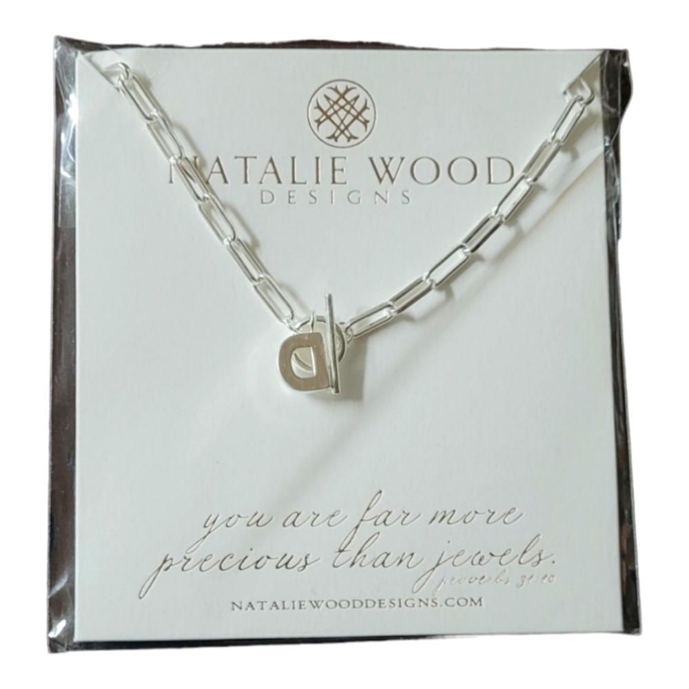 Natalie Wood Designs Toggle Initial Necklace in Silver- Initial "D"